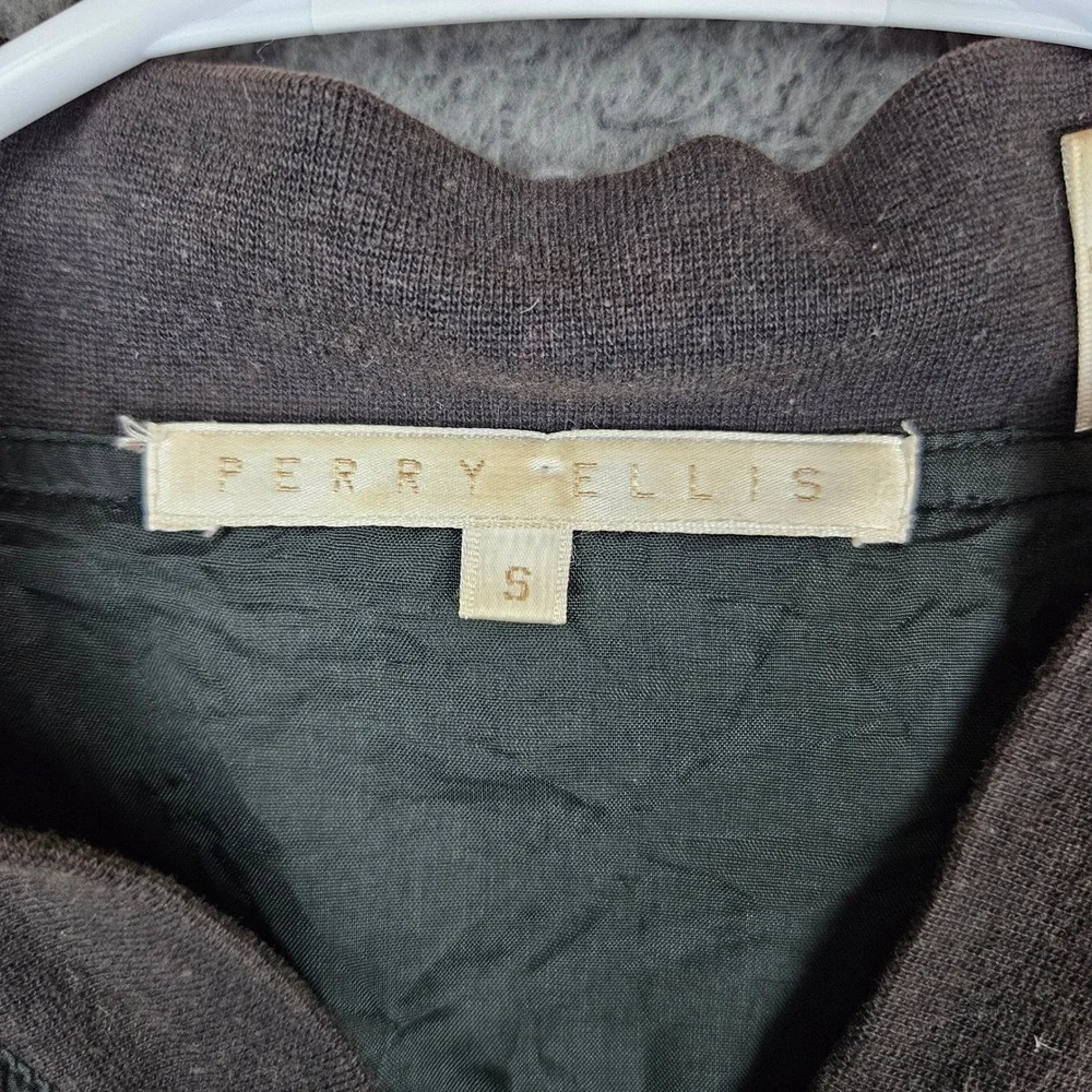Perry Ellis Mens Silk Bomber Jacket Gray‎ Full Zip Size Small